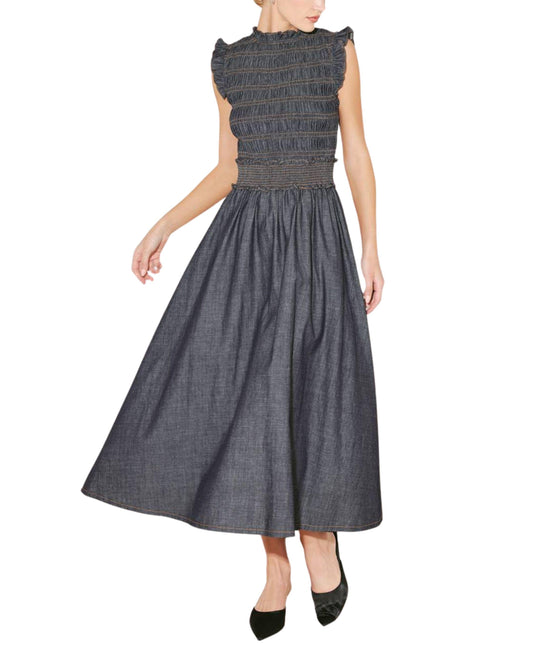 vestido midi mezclilla smock frente