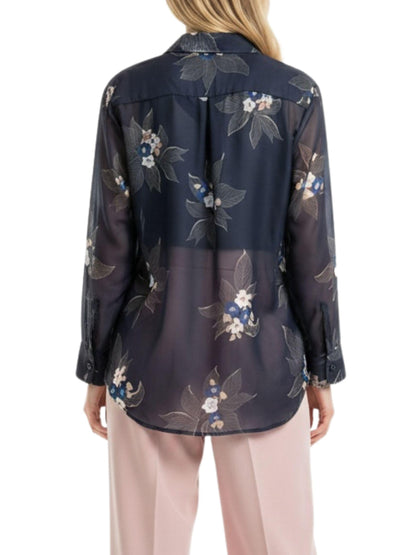 Vista posterior de Blusa Organza Floral Oversize semitransparente
