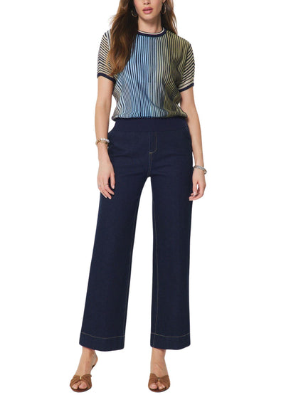 Blusa de punto con rayas multicolor para mujer vista de frente.