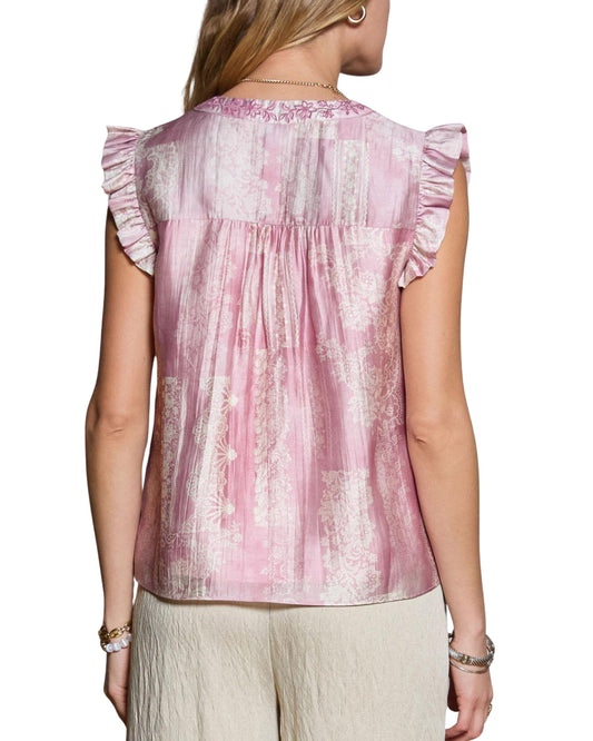 blusa rosa estampado floral bordado espalda