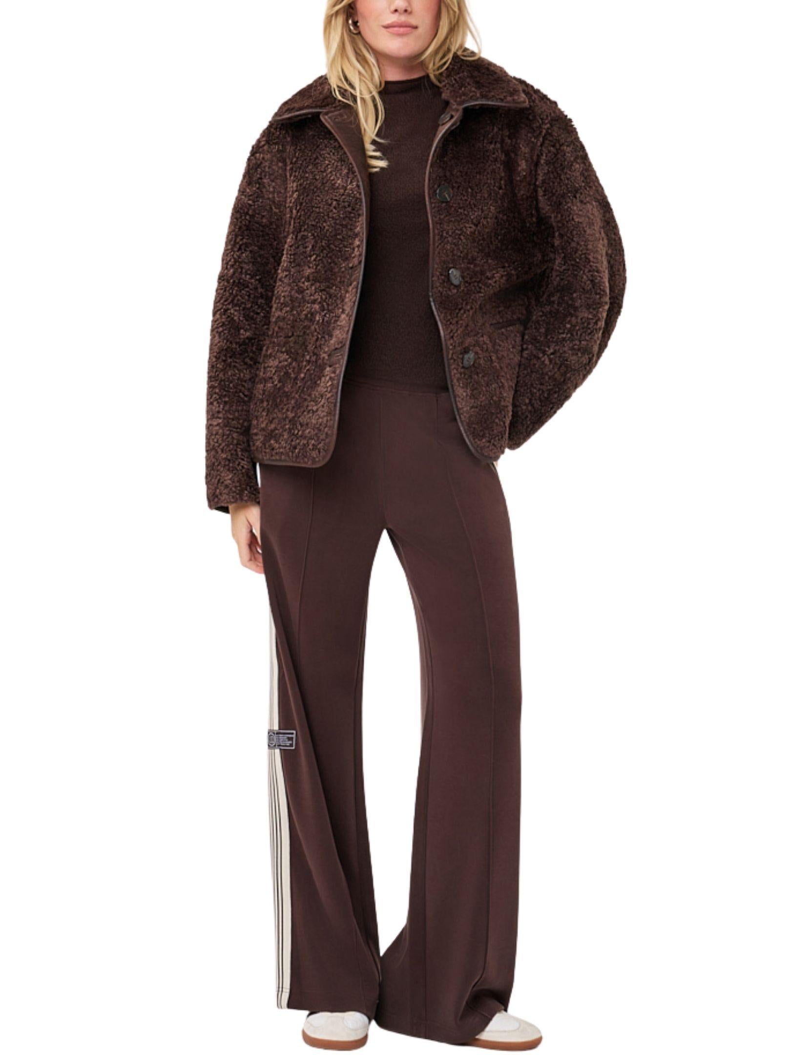 Chaqueta reversible EsQualo cafe chocolate lado teddy vista completa