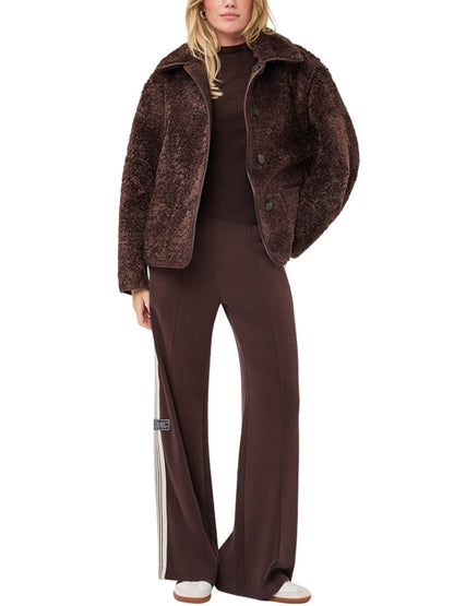 Chaqueta reversible EsQualo cafe chocolate lado teddy vista completa