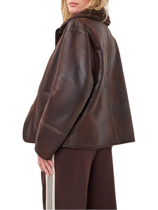 Chaqueta reversible EsQualo cafe lado efecto gamuza vista posterior