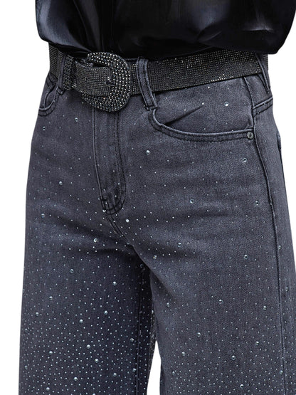 Escorpio Boutique - Pantalon pierna ancha con cristales