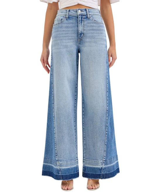 jeans wide leg degradado frontal