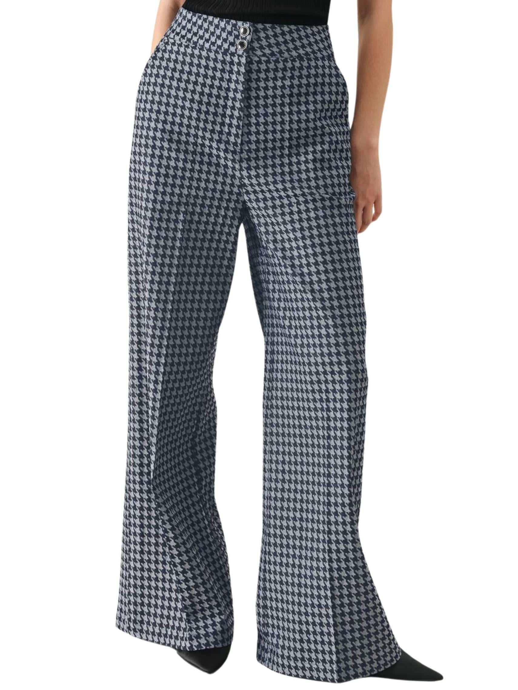 Pantalón recto denim pata de gallo para mujer vista frontal