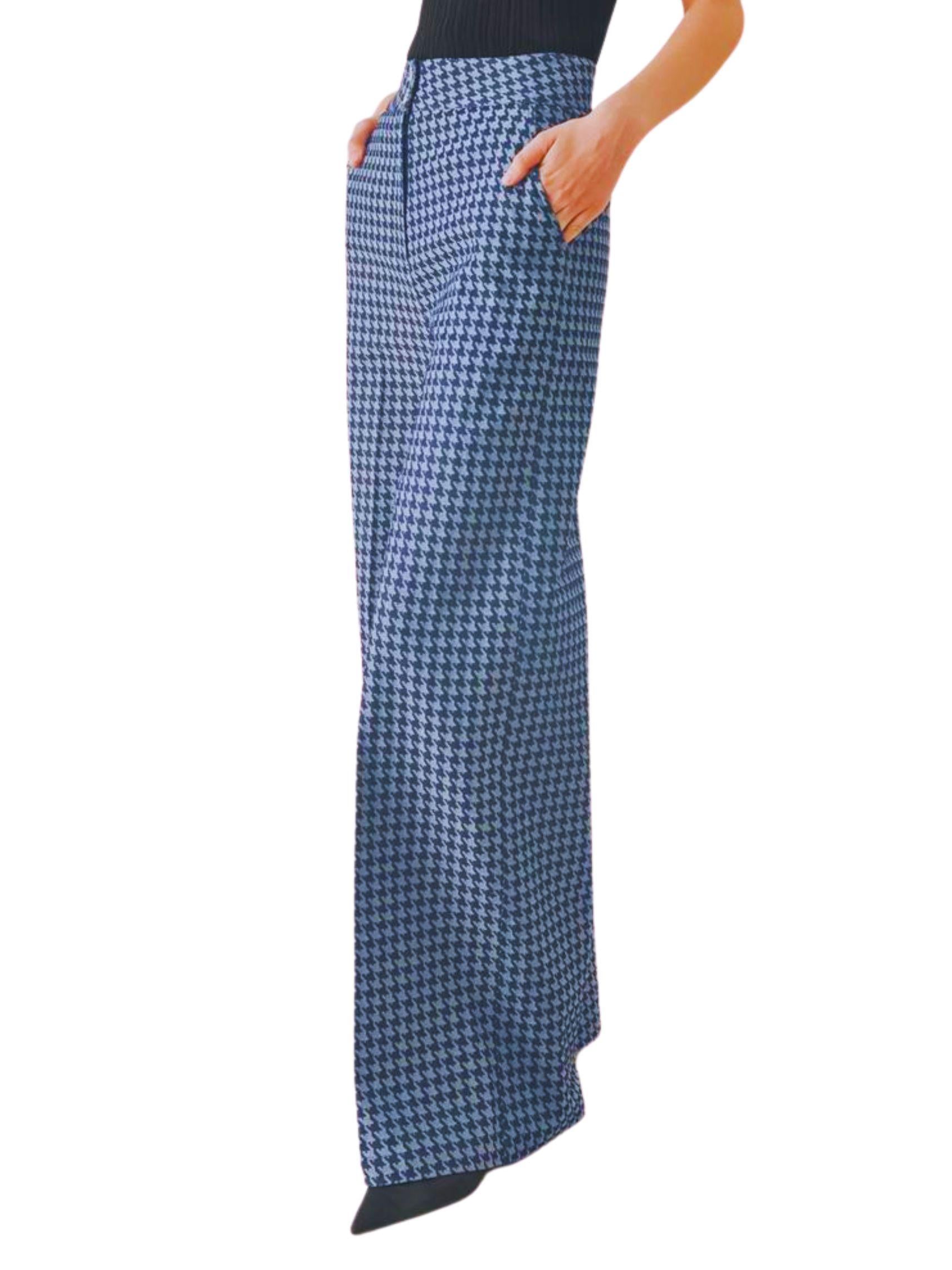 Pantalón recto denim pata de gallo para mujer vista lateral