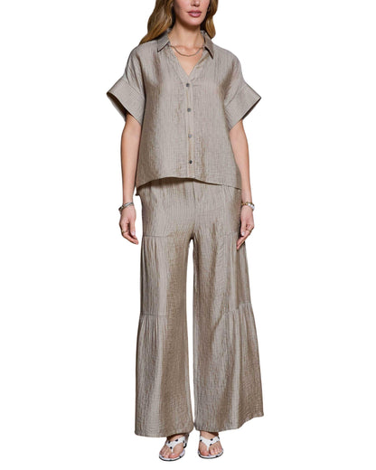 set de pantalón y blusa texturizado color beige