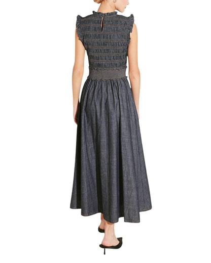 vestido midi mezclilla smock espalda
