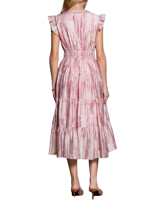 vestido midi rosa estampado floral espalda